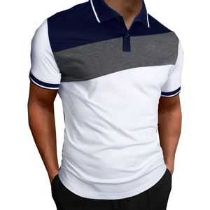 Polo pour homme en coton mélangé de qualité supérieure, coupe ajustée décontractée, manches courtes, col, design à rayures contrastées, respirant pour l'été - Product Image 2