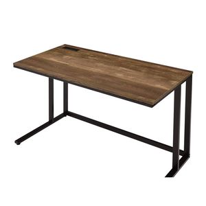 Scrivania per Computer Rettangolare in Noce e Nero con Porta USB e Presa Elettrica per la Scrittura - Product Image 4