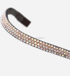 Luxury Clear Crystals <b>Shining</b> Diamante Rhinestones Decorative Genuine Leather Horse Brow Band for Bridle in Full Cob Over Size - Product Image 1