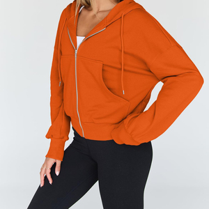 Women Cropped Hoodie Custom Pullover Fleece Sweatshirt Long Sleeve Fitness Casual Streetwear Private Label OEM ODM Apparel - Product Image 3