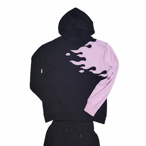 Sweat à capuche unisexe noir à blocs de couleur, manches longues, streetwear, design imprimé, logo frontal, fermeture à cordon, coupe classique, pour adultes - Product Image 1