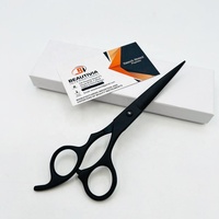 Ciseaux de barbier professionnels de haute qualité pour droitiers en acier inoxydable noir mat avec fonction de coupe, logo personnalisé et emballage