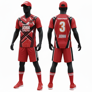 Tenue de netball pour hommes en tissu interlock polyester respirant 170 GSM, avec empiècements contrastants bleu-jaune, ensemble personnalisé par sublimation - Product Image 4