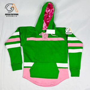 Sweat-shirts à capuche surdimensionnés en coton épais, écologiques, avec broderie personnalisée du logo Alpha Kapa, fabrication ODM pour les sororités. - Product Image 3