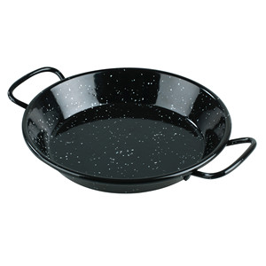 Mini paellera in smalto nero maculato con manici per cucinare la paella - Product Image 1