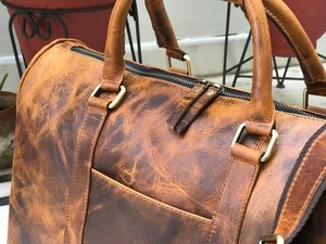 กระเป๋าเดินทางหนังแท้ Workshop Direct รุ่น Retro Duffle Weekender ขนาด 36-55 ลิตร ปิดซิป  กระเป๋าถือขึ้นเครื่องบิน ทนทาน รุ่น LDB-0221 - Product Image 6