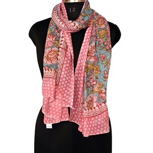 Venta al por mayor bufanda de algodón Mujer moda suave Floral Sarong bloque indio impreso multicolor playa cubierta Pareo bufandas hechas a mano - Product Image 6