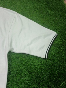 <b>Men</b> <b>White</b> <b>Short</b> <b>Sleeve</b> Polo <b>Shirt</b> With Embroidered Logo Contrast Trim Casual Fit Regular Length Oxford Fabric - Product Image 4