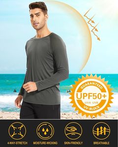 เสื้อแรชการ์ดแขนยาวผู้ชาย สีพื้น โพลีเอสเตอร์ 100% แห้งเร็ว UPF50+ ป้องกันรังสียูวี สำหรับว่ายน้ำ - Product Image 4