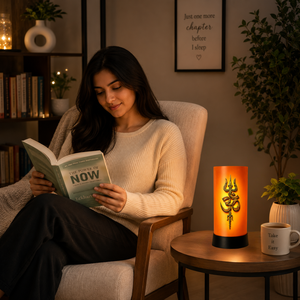 Modern Om Trishul LED Table Lamp Spiritual Decorative <b>Night</b> <b>Light</b> Hindu Prayer Room Bedroom Home Temple Gift Warm Ambient Glow - Product Image 3