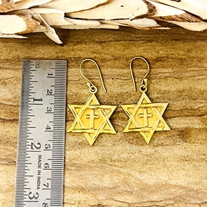 Market Favorite Star Of David <b>Cross</b> Drop <b>Earrings</b> Boho Brass <b>Earrings</b> Women 18k Gold Plated Geometric Dangles Wholesale OEM ODM - Product Image 3