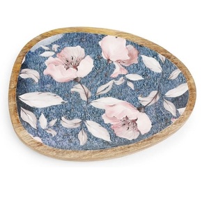 Custom Made Decorative Serving Plate Elegant Design Wooden Fruit Bowl <b>Sticker</b> Natural Mango Wood Round Plate - Product Image 5