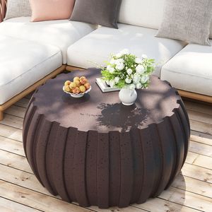 Mesa de Centro Moderna y Duradera de 35.43 Pulgadas, Diseño de Cemento MgO, Compatible con Interiores y Exteriores, Acabado Marrón Impermeable - Product Image 3