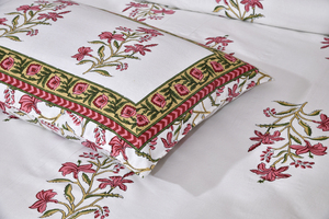Floral Printed 200TC Organic Eco-Friendly <b>Queen</b> Size <b>Fitted</b> <b>Sheet</b> Set with Pillowcases 100% Cotton Bed <b>Sheet</b> for Home Bedroom - Product Image 3