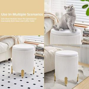 Modern Ottoman Coffee Table 23Qt Storage Velvet Footrest Stool Vanity Stool Chair Support up to 300lbs Foot Stool - Product Image 3