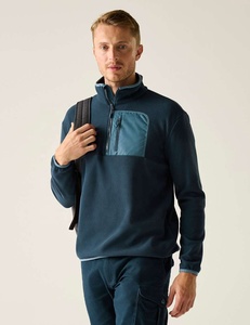 <b>Mens</b> Polar Fleece <b>Jacket</b> Stand Collar <b>Half</b> <b>Zip</b> Long Sleeve Patchwork Pocket Outerwear for Autumn Outdoor Wear - Product Image 4