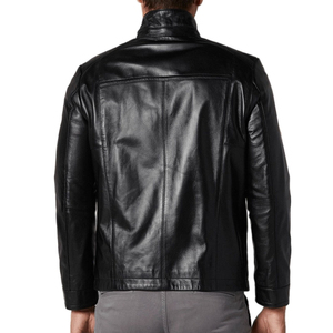 Chaqueta de cuero genuino impermeable estilo urbano para motociclistas, fabricante mayorista, último estilo, chaqueta de cuero con cremallera. - Product Image 5