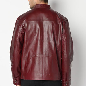 High Quality Coated Motorbike <b>Leather</b> <b>Jacket</b> with Stand Collar Cow Skin Material Vintage Style for Men-Custom Wholesale - Product Image 2