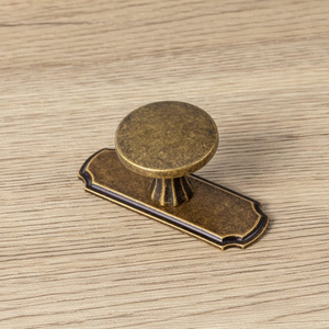 Pomo de latón Art Deco con placa posterior, tirador vintage para cajones de gabinete, herraje decorativo ecológico para muebles - Product Image 1