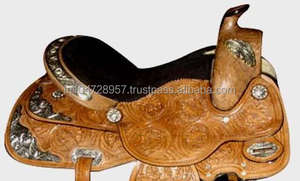 Selle Western Show de qualité supérieure en cuir sculpté à la main avec des raccords plaqués argent Produit équestre supérieur - Product Image 2