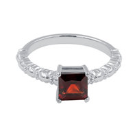 Bague de fiançailles Gourik en argent sterling 925 avec topaze bleu ciel, pierre précieuse carrée bleue, style classique pour femme