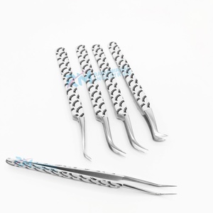 Pince à épiler pour extensions de cils RMI Silver Shin Tip anti-magnétique 10 mm en acier inoxydable à pointe lisse, design personnalisé - Product Image 5