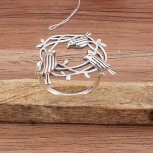 Anillo de Plata de Ley 925 Vintage con Engaste de Bisel, Diseño de Pájaro, Hecho a Mano, Estilo Antiguo, Joyería de Fiesta para Mujer - Product Image 1