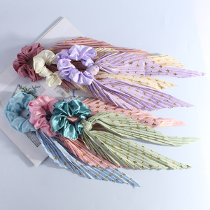 Handmade Pleated Floral Hair Scrunchies <b>Elastic</b> Ponytail <b>Headbands</b> Ribbons for Women Girls Daily Party - Product Image 4