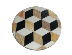 Juego de posavasos redondos de madera y resina para vajilla, posavasos de resina epoxi hechos a mano de calidad superior para café, té, bebida, posavasos de piedra - Product Image 1