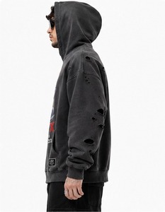 เสื้อฮู้ดดี้ผู้ชายคุณภาพพรีเมียม ดีไซน์ขาดๆ แบบวินเทจ ผ้าฝ้าย 100% แฟชั่นฤดูหนาว ทรงปกติ สวมใส่สบาย เหมาะกับทุกวัน สไตล์สตรีท - Product Image 4