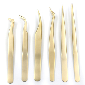 Beauty Tools <b>Kit</b> Golden Eyelash Extension Forceps 6 Pieces Set Gold <b>Lash</b> Tweezers Can Be Customized Color - Product Image 3