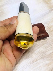 Couteau de cuisine moderne forgé à la main, lame en acier inoxydable, manche en os, étui en cuir - Product Image 4
