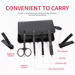 High Quality Black 6pcs Professional Men Pedicure Manicure Set Stainless Steel Luxury 10-in-1 <b>Nail</b> Clipper PU Zipper Case Anaaif - Product Image 4