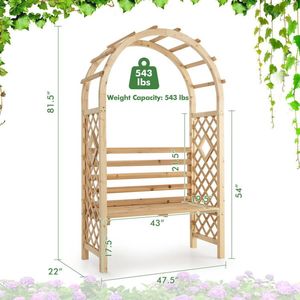 Banc de jardin moderne en bois avec base en métal et pergola arquée pour parc, villa, hôtel, utilisation en extérieur - Product Image 5