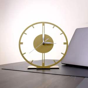 Gold Metal Desk <b>Clock</b> For Luxury Home Office Decoration With Premium Detailing And Elegant Time Display - Product Image 3