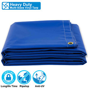 Bâche en PVC bleue Lona avec œillets, bâche en vinyle personnalisée 12x12, bâche en PVC imperméable, couverture en tissu polyester enduit de PVC - Product Image 1
