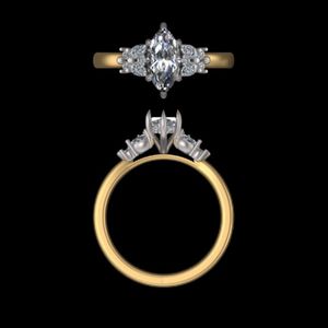 Anillo de compromiso con diamante marquesa en oro amarillo de 14k y 18k, 1.34 quilates, con múltiples piedras, joyería nupcial, regalo para ella, San Valentín - Product Image 1