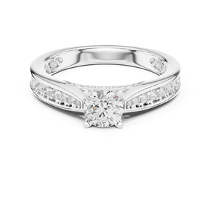 แหวนแต่งงานเพชรทรงกลมที่เพาะเลี้ยงในห้องปฏิบัติการ ทองคำ 14K สีโรสโกลด์สำหรับผู้หญิง |   เพชรเพาะเลี้ยงใหม่ - Product Image 2