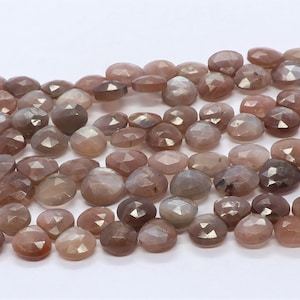 Cuentas facetadas de piedra lunar de chocolate AAA en forma de corazón de 8-9 mm, cuentas de piedra lunar natural de 8 pulgadas en forma de corazón, cuentas de piedra lunar a granel - Product Image 2