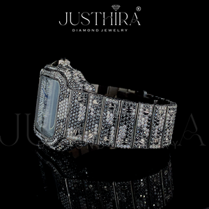 Reloj de Pulsera Automático Mecánico de Lujo con Incrustaciones Cuadradas de Moissanita Blanca y Negra, Esfera de Cristal y Acero Inoxidable - Product Image 4