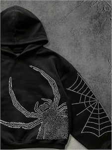 Sudadera con Capucha para Hombre, Corte Regular, Diseño de Telaraña con Pedrería Negra, Estilo Casual, Manga Regular, Tejido de Punto, 100% Algodón - Product Image 4