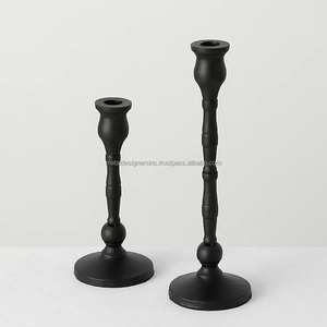 Juego de 3 candelabros decorativos de aluminio fundido negro para el hogar o regalos de Navidad Material metálico duradero - Product Image 1