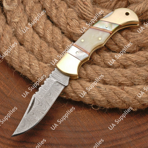 Couteau de poche pliant professionnel en acier Damas de haute qualité, fait main, pour la chasse, le camping, tactique, OEM, ODM, vente en gros - Product Image 4