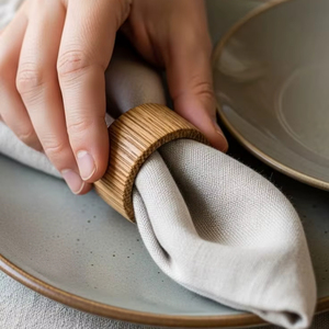 Anillo para Servilletas de Madera Natural de Diseño Creativo, Ecológico, Duradero, Estilo Clásico, para Mesa de Comedor, Decoración del Hogar, Ideal para Bodas - Product Image 1