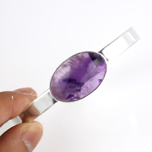 Natural Amethyst Gemstone <b>Bracelet</b> 925 Sterling <b>Silver</b> Plated Adjustable <b>Cuff</b> <b>Bracelet</b> for Women Handmade Jewelry For Women - Product Image 6