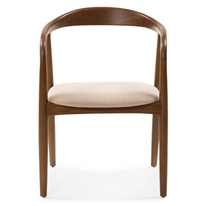 Chaise de salle à manger scandinave moderne en teck avec hauteur réglable et assise rembourrée en coton pour la salle à manger à domicile - Product Image 4