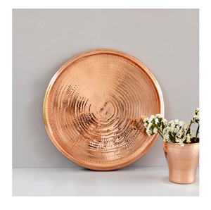 Plateau de service en cuivre de qualité supérieure, décoré d'un motif floral gravé, pour votre maison, votre salle d'hôtes, le service du thé, du café et des collations. - Product Image 6