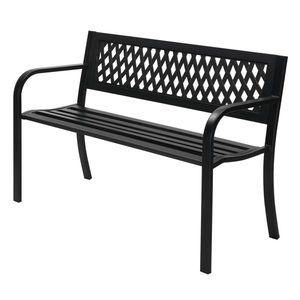 Banco de hierro con respaldo de malla de PVC negro de 47 pulgadas para uso en patio - Product Image 3