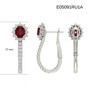 Boucles d'oreilles créoles ovales en or blanc massif 18 carats avec serti griffe, style classique, pour femme, idéales pour les fêtes et mariages, cadeau fiable et haut de gamme - Product Image 6