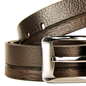 Ceintures en cuir véritable avec logo personnalisé pour hommes en cuir pleine fleur décontracté durable réglable boucle ardillon en alliage pour boucle en gros - Product Image 2